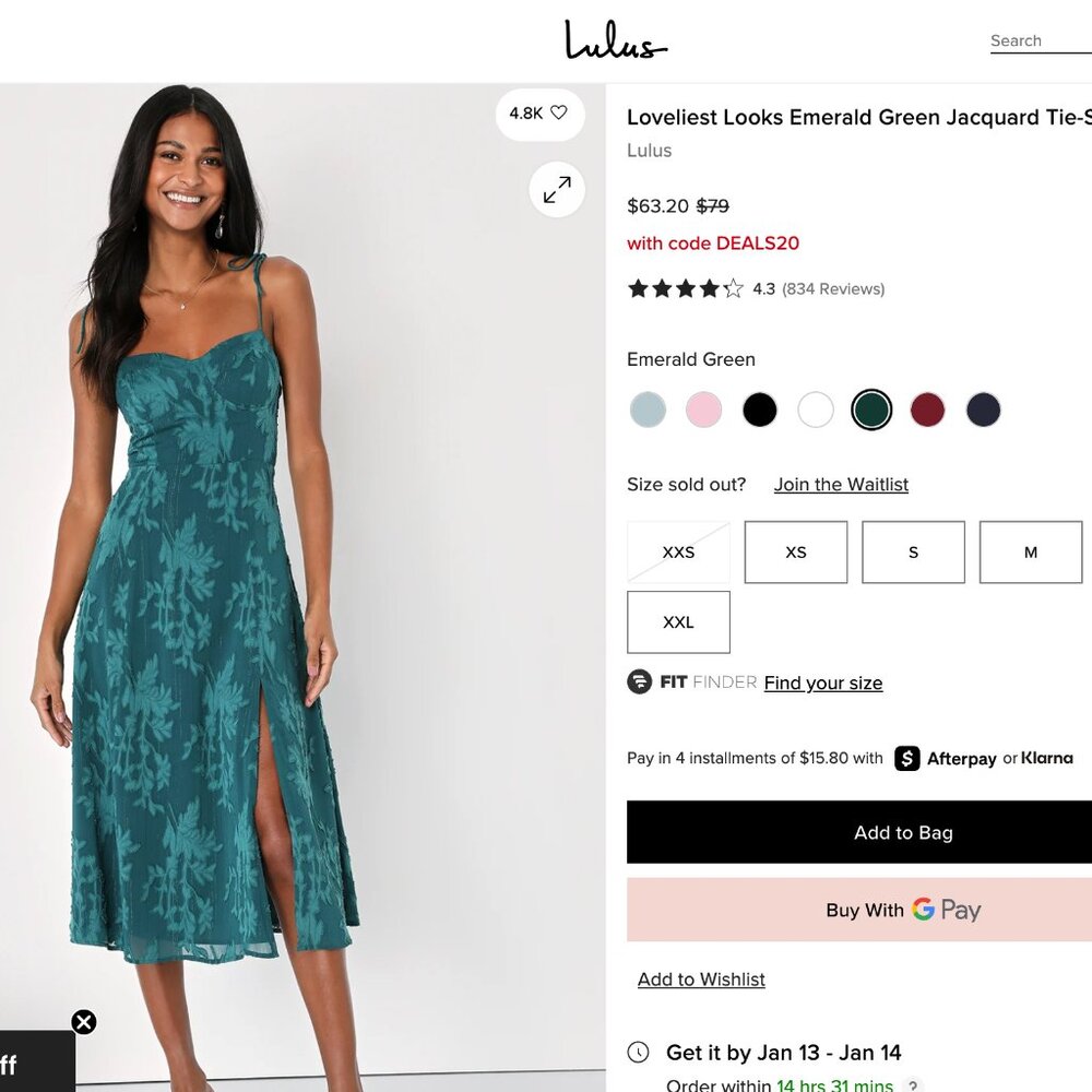 Lulus Loveliest Looks Emerald Green Jacquard Tie-Strap Midi Dress